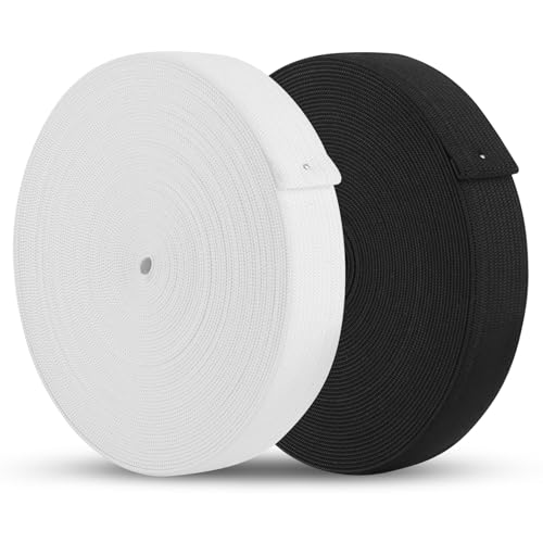 2 Stück Gummiband 20mm, Weiß Schwarz Hosengummi Breit 3cm x 10 Meter, Gummibänder zum Nähen, Gummilitze Elastisches zum Nähen, Gummibund, Elastic Band für Hosengummi DIY Handwerk Nähzubehör (2cm) von JIASI&JIESY
