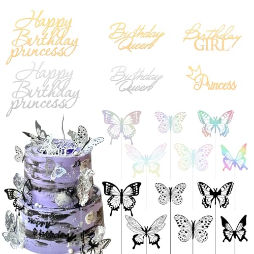 24 Stück Schmetterlings-Kuchenaufsätze und 6 Stück Happy Birthday-Kuchenaufsätze, Cupcake-Topper für Geburtstagskuchendekorationen 24 Stück Schmetterlings-Kuchenaufsätze und 6 Stück Happy Birthday-Kuchenaufsätze, Cupcake-Topper für Geburtstagskuchendekorationen von JIASI&JIESY