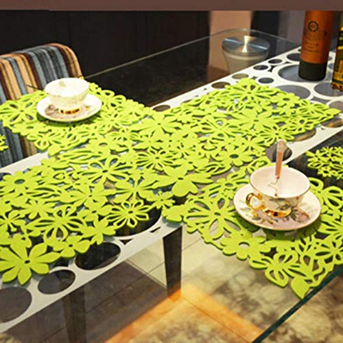 JIAYAN Die Neue Tischdecke mit hohlen Filz-Tischsets Tischsets Tischdecke Haushaltsdekoration Filztischmatte Desktop-Dekorationswerkzeuge, grün von JIAYAN