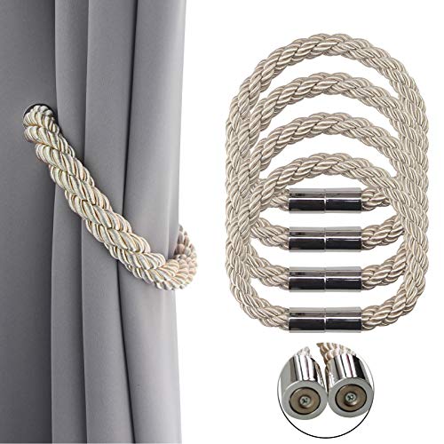 Porlau 4 Stück starke magnetische Vorhang-Raffhalter, dekorative Seilhalterungen, praktische Raffhalter, kein Werkzeug erforderlich, 50 cm, beige Porlau 4 Stück starke magnetische Vorhang-Raffhalter, dekorative Seilhalterungen, praktische Raffhalter, kein Werkzeug erforderlich, 50 cm, beige von JIAYUA JIAJU production