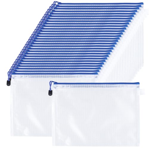 JIAYUET B5 Brieftaschen-Ordner, Netz-Reißverschlusstasche, Dokumententasche, kleine Doppelreißverschluss-Geldbörse für Büro, Reisen, Aufbewahrungstasche, 30 Stück von JIAYUET