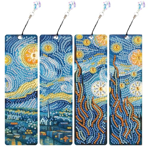 JICFDAO 4 Stück Diamond Painting Lesezeichen Kits 5.8x19.5cm Seitenmarkierungsclip Diamant Malerei Buch Marks Seitenmarker DIY Bastelset Geschenk für Frauen Männer Studenten Van Gogh Sternennacht JICFDAO 4 Stück Diamond Painting Lesezeichen Kits 5.8x19.5cm Seitenmarkierungsclip Diamant Malerei Buch Marks Seitenmarker DIY Bastelset Geschenk für Frauen Männer Studenten Van Gogh Sternennacht von JICFDAO
