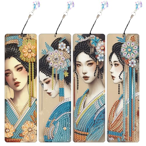 JICFDAO 4 Stück Diamond Painting Lesezeichen Papier 5.8x19.5cm Buch Marks Diamant Malerei Seitenmarker Seitenmarkierungsclip Geschenk für Student Graduierung Geburtstag Japanische Frau Geisha JICFDAO 4 Stück Diamond Painting Lesezeichen Papier 5.8x19.5cm Buch Marks Diamant Malerei Seitenmarker Seitenmarkierungsclip Geschenk für Student Graduierung Geburtstag Japanische Frau Geisha von JICFDAO