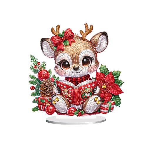 JICFDAO 5D Diamond Painting Ornamente Tiere 240x243mm Diamant Malerei Tischdeko Tiere Diamant Malerei Ornamente Reh Diamond Painting Desktop Deko Speziell geformter Kristall Weihnachten Tischdeko von JICFDAO