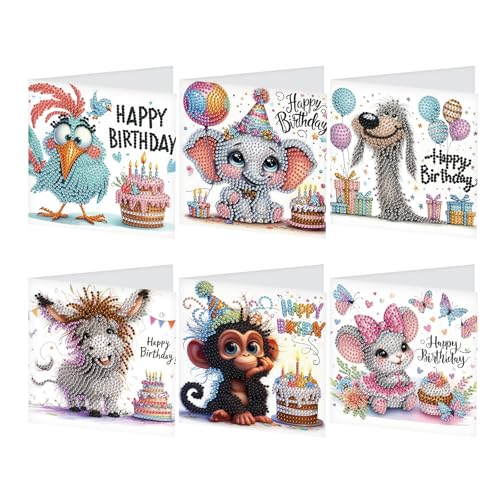JICFDAO 6 Stück Diamond Painting Geburtstagskarten Set Tiere 30x15cm Diamant Malerei Grußkarten Geburtstag Happy Birthday Karten Glückwunschkarte mit Umschlägen für Freunde Familie Geschenke JICFDAO 6 Stück Diamond Painting Geburtstagskarten Set Tiere 30x15cm Diamant Malerei Grußkarten Geburtstag Happy Birthday Karten Glückwunschkarte mit Umschlägen für Freunde Familie Geschenke von JICFDAO