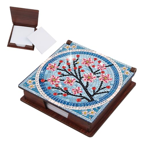 JICFDAO Blumen Diamond Painting Kleine Zettelbox 11x11cm Notizzettel Box mit 160 Blättern Notizblock-Box Notizen Kartensteckplätzen Cube Notiz Box Zettelkästchen für Notizpapier Pflaumenblüte von JICFDAO