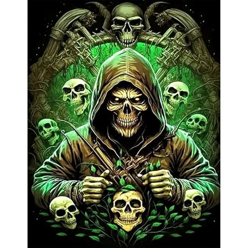 JICFDAO DIY Diamond Painting Totenkopf 40x50cm Diamond Painting Groß xxl Diamant Malerei Bilder Fluoreszierend Malen nach Zahlen Schädel Horror Skull Kunsthandwerk für Wanddekoration von JICFDAO
