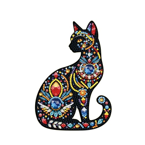 JICFDAO Diamant Malerei Ornamente Katzen 133x190cm Diamond Painting Ornamente Tiere Diamant Malerei Tischdekoration Schwarze Katze Diamond Painting Desktop Deko Geschenk Speziell geformter Kristall von JICFDAO