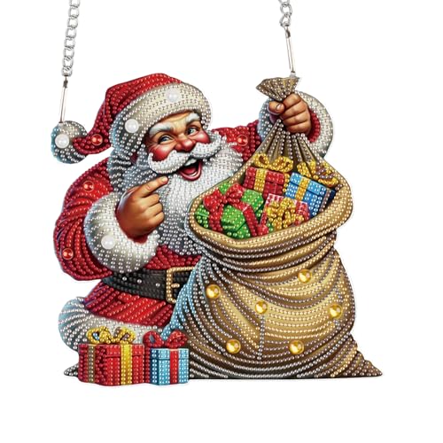 JICFDAO Diamond Painting Anhänger Set 241x227mm Diamond Painting Hängen Ornamente mit Kette Diamant Malerei Anhänger Pendant Diamant Malerei Ornamente Haustür Wand Fenster Weihnachtsdeko Bastel Malset von JICFDAO