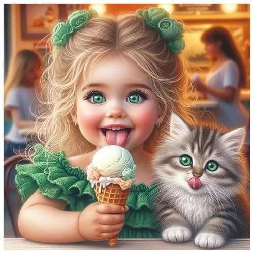 JICFDAO Diamond Painting Feen und Elfen 30x30cm Diamond Painting Katze Diamant Malerei Bilder Malen nach Zahlen Erwachsene Crystal Art Anfängerfreundlich Mosaikherstellung Bastelset für Haus Wanddeko von JICFDAO