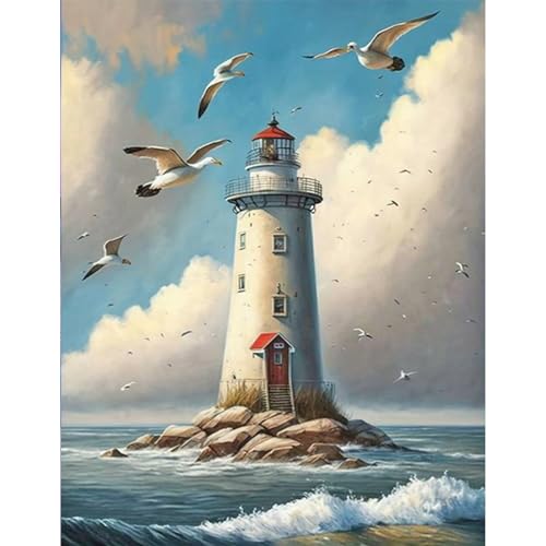 JICFDAO Diamond Painting Leuchtturm 40x50cm Malen nach Zahlen Landschaft Meer Diamond Painting Groß xxl Stickbilder Erwachsene Anfänger Diamant Malerei Bilder Möwe Himmel Kunsthandwerk Wand Dekor JICFDAO Diamond Painting Leuchtturm 40x50cm Malen nach Zahlen Landschaft Meer Diamond Painting Groß xxl Stickbilder Erwachsene Anfänger Diamant Malerei Bilder Möwe Himmel Kunsthandwerk Wand Dekor von JICFDAO