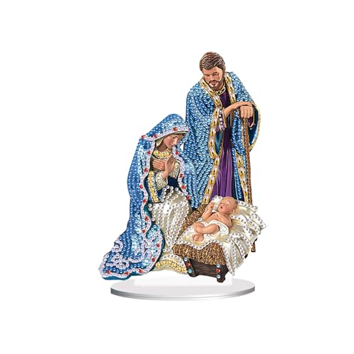 JICFDAO Diamond Painting Ornamente Jesus 142x200mm Diamant Desktop Ornament Weihnachtskrippe Diamond Painting Desktop Deko Geburt des Lebens Handgemachte Dekorative Ornament Weihnachts Tischdeko von JICFDAO