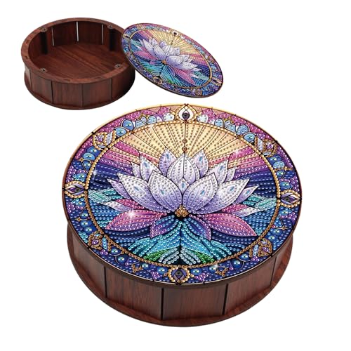JICFDAO Diamond Painting Rund Snackbehälter 19.8x5.7cm Snack Box Multifunktionale Frischhaltedosen Aufbewahrungsbox Holz Kunsthandwerk Schreibtisch-Organizer für Bürobedarf Heimaufbewahrung Lotus JICFDAO Diamond Painting Rund Snackbehälter 19.8x5.7cm Snack Box Multifunktionale Frischhaltedosen Aufbewahrungsbox Holz Kunsthandwerk Schreibtisch-Organizer für Bürobedarf Heimaufbewahrung Lotus von JICFDAO