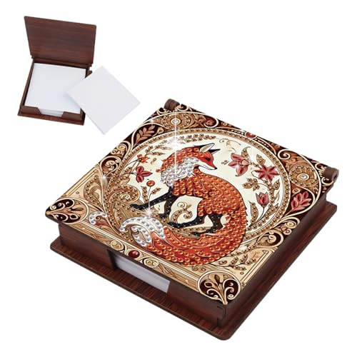 JICFDAO Diamond Painting Zettelbox 11x11cm Notizblock-Box Notizen mit 160 Blättern Notizzettel Box Haftnotizen Spender Kartensteckplätzen Cube Notiz Box Zettelkasten Büro Schreibtisch Zubehör Fuchs von JICFDAO