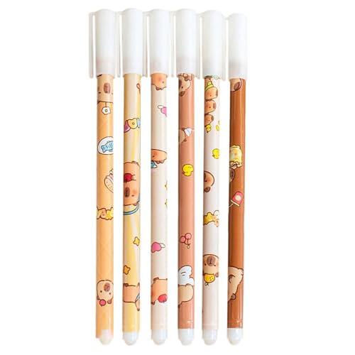 JIEBWCHA Löschbare Tintenstifte, löschbare Gel -Stift - 0,5 mm Reibung löschbarer Stiftsatz von 6 | Mit Radiergummi, Fade-resistenter, Comfort-Grip-Schreibwarenpapier für Kunstskizzierschulenaufgaben von JIEBWCHA