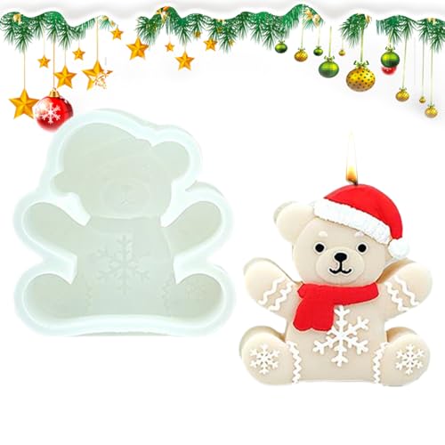JIEBWCHA Silikon Weihnachtsformen - Bastelformen Lebkuchenbär Form | Antihaft Backform Einfaches Entformen für Fondant Schokolade Kerzenwachs Cupcake Deko von JIEBWCHA