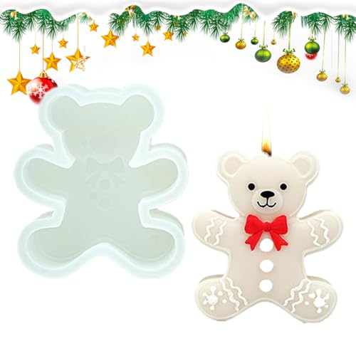 JIEBWCHA Silikon Weihnachtsformen | Fondant Bärenform | Antihaft Backform Einfaches Entformen für Fondant Schokolade Kerzenwachs Cupcake Deko von JIEBWCHA