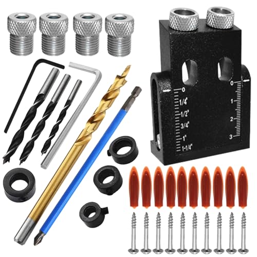 JIEBWCHA Taschenschrauben -Jig -Kit, Winkellochbohrer Jig, Bohrhandbuch Puncher Locator, Tragbares Werkzeug 15 ° Winkel Jig Kit präziser -Locator für genaue Taschenlöcher von JIEBWCHA