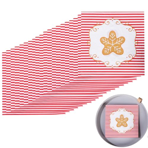 JIEBWCHA Weihnachts-Cocktail-Servietten, Lebkuchenmann-Druck, bedruckte Papierservietten, Winter-dekorative Servietten für Abendessen, Küche, Dekoration JIEBWCHA Weihnachts-Cocktail-Servietten, Lebkuchenmann-Druck, bedruckte Papierservietten, Winter-dekorative Servietten für Abendessen, Küche, Dekoration von JIEBWCHA