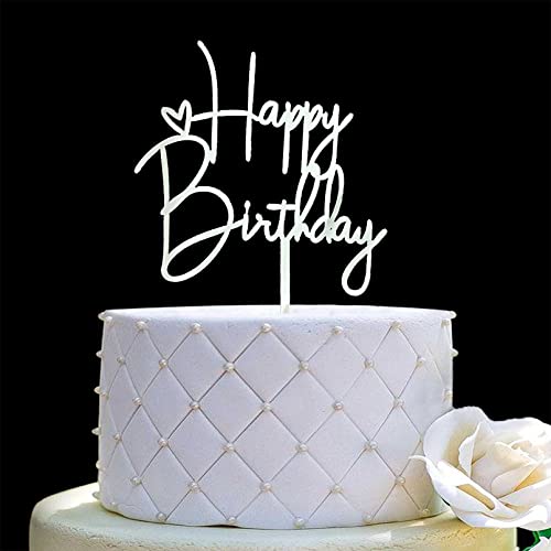 JIEEIN Happy Birthday Tortenaufsatz für Geburtstagsparty-Dekoration – Spiegel Silber Acryl JIEEIN Happy Birthday Tortenaufsatz für Geburtstagsparty-Dekoration – Spiegel Silber Acryl von JIEEIN