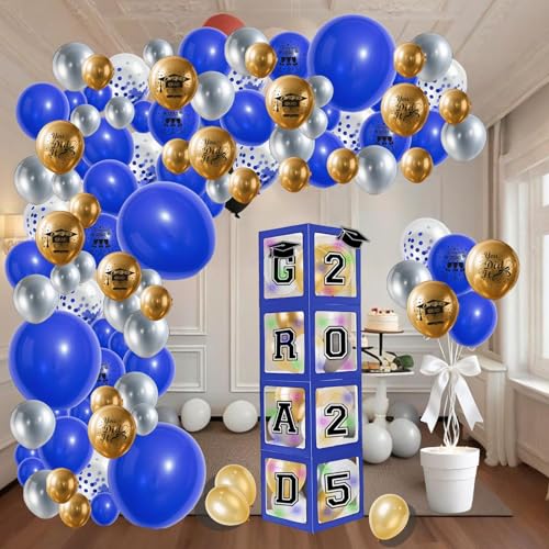 JIEFULL Set mit 4 Abschluss-Dekorations-Boxen mit Buchstaben "Grade 5,143.5 cm, Dekoblöcke mit 134 Stück Ballonbogen-Girlande-Set und 4 Lichterketten für Abitur, College, Abschlussfeier, Partyzubehör JIEFULL Set mit 4 Abschluss-Dekorations-Boxen mit Buchstaben "Grade 5,143.5 cm, Dekoblöcke mit 134 Stück Ballonbogen-Girlande-Set und 4 Lichterketten für Abitur, College, Abschlussfeier, Partyzubehör von JIEFULL