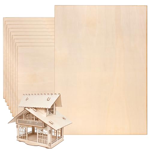 JIEHIN 10 Stück 420 x 300 x 2mm Holzplatten A3, Bastelholz Holzplatte zum Basteln, Sperrholzplatten Balsaholz Platten Hobbyplatte für DIY Modell, Handwerk, Malerei von JIEHIN