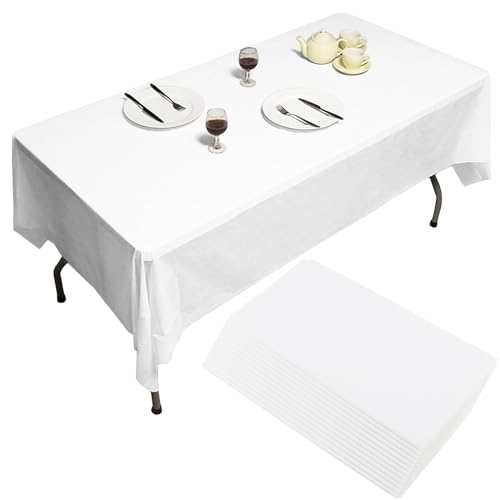 JIEHIN 12 Stück 137 x 274 cm weiße Tischdecken, große Einweg Tischdecken, rechteckige Kunststoff Tischdecken für Geburtstage, Hochzeiten, Partys, Picknicks JIEHIN 12 Stück 137 x 274 cm weiße Tischdecken, große Einweg Tischdecken, rechteckige Kunststoff Tischdecken für Geburtstage, Hochzeiten, Partys, Picknicks von JIEHIN