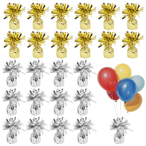 JIEHIN 24 Stück Gold und Silber Ballon Gewichte für Heliumballons, Goldenes Folie Ballon Beschwerer Boden Ballongewicht für Hochzeit Geburtstag Party Ballons Dekoration JIEHIN 24 Stück Gold und Silber Ballon Gewichte für Heliumballons, Goldenes Folie Ballon Beschwerer Boden Ballongewicht für Hochzeit Geburtstag Party Ballons Dekoration von JIEHIN