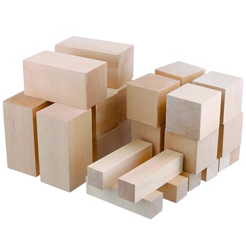 JIEHIN 24 Stück Schnitzholz Set, 3 Größen Lindenholz zum Schnitzen, Holzblöcke Schnitzholz Rohlinge, Holz Schnitzblöcke Lindenholz zum Basteln DIY Schnitzen JIEHIN 24 Stück Schnitzholz Set, 3 Größen Lindenholz zum Schnitzen, Holzblöcke Schnitzholz Rohlinge, Holz Schnitzblöcke Lindenholz zum Basteln DIY Schnitzen von JIEHIN