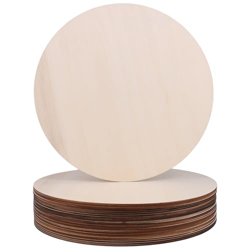 JIEHIN 25 Stück Holzscheiben Rund 30 cm Durchmesser, 3mm Dick Holzplatte Rund Sperrholzplatten, Holzkreise Runde Holzausschnitte für Handwerk, Schilder, DIY, Malerei und Dekoration von JIEHIN