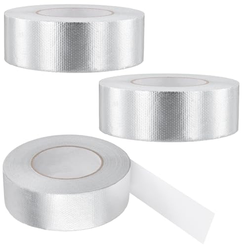 JIEHIN 3 Stück Aluminium Klebeband 50mm x 50 m, Alu Klebeband Hitzebeständiges, Wasserfeste Aluminiumband Aluband Selbstklebend zum Reparieren, Versiegeln und Isolieren von JIEHIN