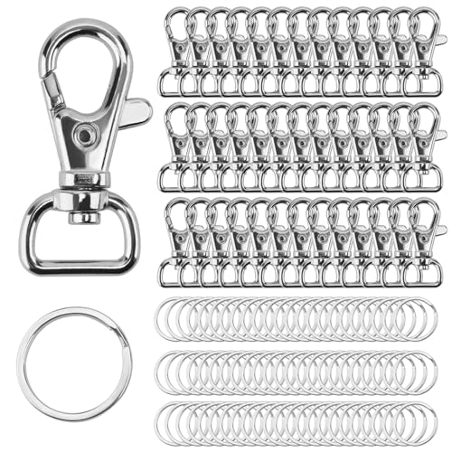 JIEHIN 400 Stück Drehbare Karabinerverschlüsse Silber, D Ring Schlüsselanhänger Metall mit 20mm Schlüsselring, Drehverschlüsse Karabinerhaken Schlüsselanhänger für Schmuck Schlüssel DIY Zubehör JIEHIN 400 Stück Drehbare Karabinerverschlüsse Silber, D Ring Schlüsselanhänger Metall mit 20mm Schlüsselring, Drehverschlüsse Karabinerhaken Schlüsselanhänger für Schmuck Schlüssel DIY Zubehör von JIEHIN