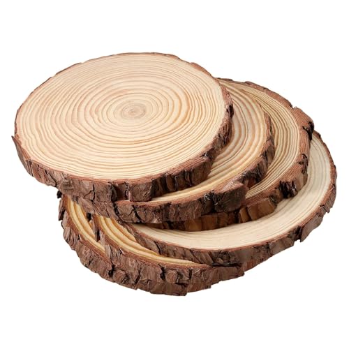 JIEHIN 6 Stück runde Holzscheiben 20-23 cm Durchmesser, 2 cm dicke unlackierte Baumscheiben, Natur Holzkreise Holz Log Scheiben für Kunstprojekte, Weihnachtsschmuck und Bastelarbeiten JIEHIN 6 Stück runde Holzscheiben 20-23 cm Durchmesser, 2 cm dicke unlackierte Baumscheiben, Natur Holzkreise Holz Log Scheiben für Kunstprojekte, Weihnachtsschmuck und Bastelarbeiten von JIEHIN