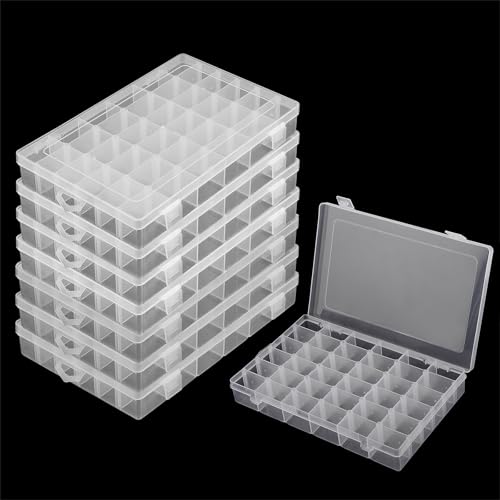 JIEHIN 8 Stück 36 Fächer Sortierbox Transparent, Kunststoff Perlen Aufbewahrungsbox mit Einstellbar Fächer, Sortierboxen für Kleinteile, Ohrringen, Schmuck, Schrauben, 27 x 17 x 4 cm JIEHIN 8 Stück 36 Fächer Sortierbox Transparent, Kunststoff Perlen Aufbewahrungsbox mit Einstellbar Fächer, Sortierboxen für Kleinteile, Ohrringen, Schmuck, Schrauben, 27 x 17 x 4 cm von JIEHIN
