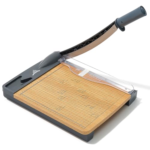 JIELISI Holz-Guillotine-Papierschneider (Bis 80g A4, 16 Blatt Schneidleistung) Manuell Schneidemaschine, Papierschneidemaschine, Hebelschneider, Schere für Papier und Fotos, höchste Präzision von JIELISI