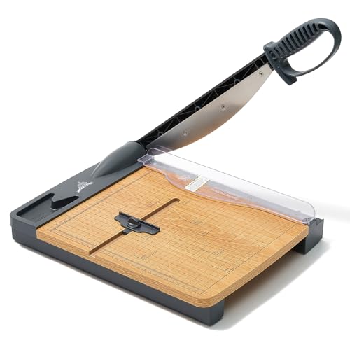 JIELISI Holz-Guillotine-Papierschneider (Bis 80g A4, 32 Blatt Schneidleistung) Manuell Schneidemaschine, Papierschneidemaschine, Hebelschneider, Schere für Papier und Fotos, höchste Präzision von JIELISI