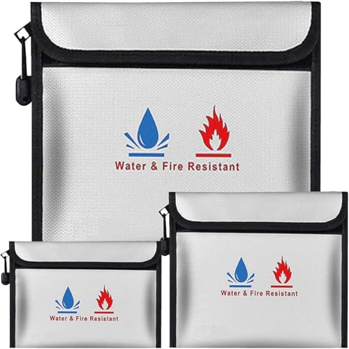 Feuerfeste, wasserdichte Gelddokumentententasche – 3 Stück, sichere und verbesserte Reißverschlusstaschen, feuerfeste und wasserabweisende Aufbewahrungstasche für A4, A5, Dokumentenhalter, Akte von JIELUO
