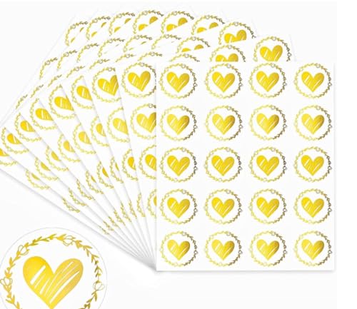 400PCS Envelope Seal Stickers, Heart Envelope Sticker, Love Stickers for Perfect for Invitaion, Christmas, Gift Wrapping, Wedding, Party, Greeting Cards, DIY Decoration (Gold) von JIEOU