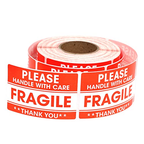 500 Fragile Sticker, Paketaufkleber Aufkleber Zerbrechliche Warnetiketten Umzugsetiketten Vorsicht Selbstklebend für Warensendungen 50mm x 76mm von JIEYAN