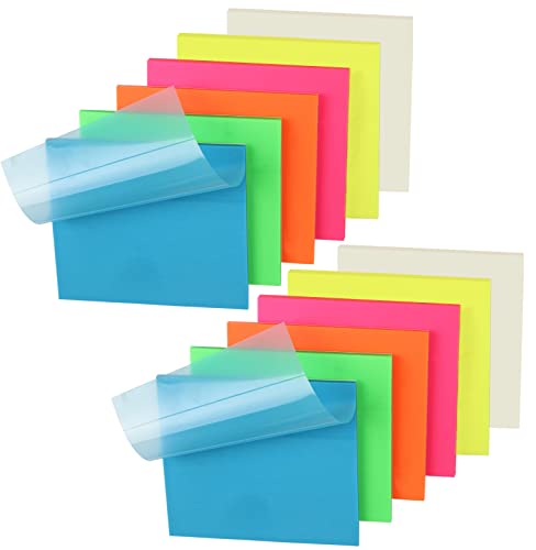 600 Blätter Transparente Haftnotizen, 12 Farbe Transparent Sticky Notes 75×75 mm, Wasserdicht Notizzettel Für Büro Und Studenten von JIEYAN