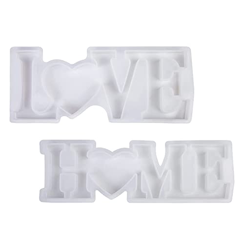 JIEYAN CHENNAN 2pcs Silikonform Gießformen Love Home Epoxidharz Formen 3D Harz Gießen Formen Set Epoxidharz Silikonform Buchstabe Kreative DIY-Dekoration Schablonen für Wohnkultur und Tischdekoration von JIEYAN