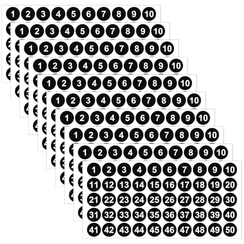 JIEYAO 10 Blatt Zahlen Aufkleber 1 bis 50, 25mm Wetterfest Klebezahlen Selbstklebende Schwarz Zahlenaufkleber Fortlaufende Number Stickers für Inventarsortierung Organisation Aufbewahrungsboxen JIEYAO 10 Blatt Zahlen Aufkleber 1 bis 50, 25mm Wetterfest Klebezahlen Selbstklebende Schwarz Zahlenaufkleber Fortlaufende Number Stickers für Inventarsortierung Organisation Aufbewahrungsboxen von JIEYAO