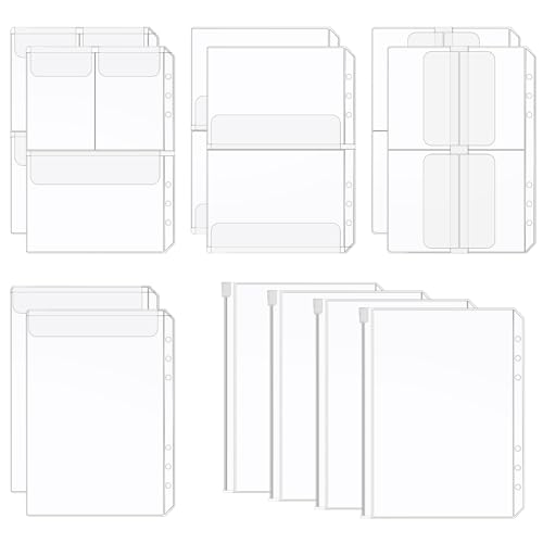 JIEYAO 12 Stück A5 Binder Taschen, 6 Löcher Bindertaschen PVC Binder Reißverschluss Mappe Durchsichtige Dokumententasche Wasserdichter Ordnertaschen Klarsichthüllen A5 für Rechnungen Karten Dateien von JIEYAO