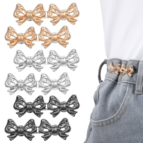 JIEYAO 6 Sets Schleifen-Strumpfhalter, Jeansknöpfe für lose Jeans, verstellbare Schleife, Taillennadel, abnehmbare Taillenschnalle, niedliche Hosen-Clips für Hosen, Röcke, Bekleidungszubehör JIEYAO 6 Sets Schleifen-Strumpfhalter, Jeansknöpfe für lose Jeans, verstellbare Schleife, Taillennadel, abnehmbare Taillenschnalle, niedliche Hosen-Clips für Hosen, Röcke, Bekleidungszubehör von JIEYAO