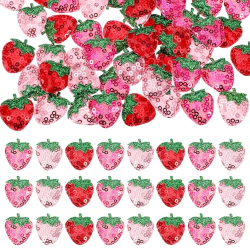 JIEYAO 60 Stück gepolsterte Pailletten, Erdbeer-Aufnäher, zum Aufkleben, Erdbeeren, bestickt, zum Aufbügeln, dekorativ für Heimwerker, Nähen, Basteln, Kleidung, Reparaturlöcher JIEYAO 60 Stück gepolsterte Pailletten, Erdbeer-Aufnäher, zum Aufkleben, Erdbeeren, bestickt, zum Aufbügeln, dekorativ für Heimwerker, Nähen, Basteln, Kleidung, Reparaturlöcher von JIEYAO