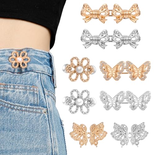JIEYAO 8 Sets Hosen-Taillenstraffer, 4 Jeansknöpfe für lose Jeans, verstellbare Taillenschnalle, kein Nähen erforderlich, Hosen-Clips, Strumpfhalter für Hosen, Jeans, Röcke, Zubehör JIEYAO 8 Sets Hosen-Taillenstraffer, 4 Jeansknöpfe für lose Jeans, verstellbare Taillenschnalle, kein Nähen erforderlich, Hosen-Clips, Strumpfhalter für Hosen, Jeans, Röcke, Zubehör von JIEYAO