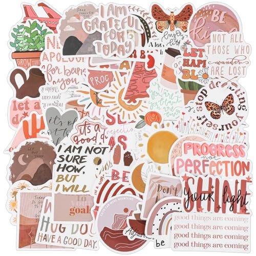 JIEYAO Boho Aesthetic Aufkleber, 50 Stück Inspirierende Vintage Stickers Motivierende Ästhetische Aufkleber Wasserdicht Vinyl Affirmation Aufkleber Für Erwachsene Kinder Lehrer Laptop Telefon JIEYAO Boho Aesthetic Aufkleber, 50 Stück Inspirierende Vintage Stickers Motivierende Ästhetische Aufkleber Wasserdicht Vinyl Affirmation Aufkleber Für Erwachsene Kinder Lehrer Laptop Telefon von JIEYAO