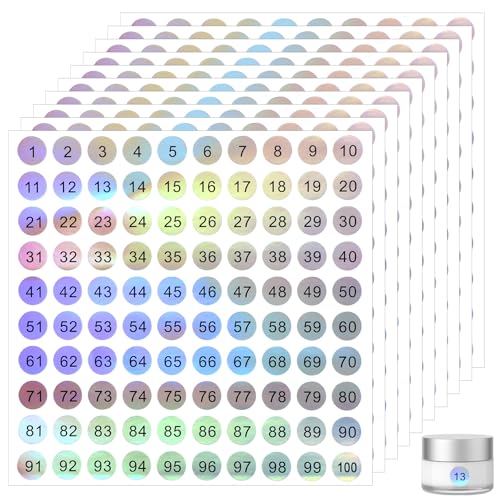 JIEYAO Holografische Zahlen Aufkleber, 10 Blatt 1-100 Nummer Naufkleber Selbstklebende Runde Nummernaufkleber Laser Zahlen Sticker Klebepunkte Etiketten für Büro Schließfächer Heim Klassifikation JIEYAO Holografische Zahlen Aufkleber, 10 Blatt 1-100 Nummer Naufkleber Selbstklebende Runde Nummernaufkleber Laser Zahlen Sticker Klebepunkte Etiketten für Büro Schließfächer Heim Klassifikation von JIEYAO