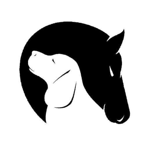 JIFENLI Autoaufkleber 12,7 cm * 11,8 cm Hund und Pferd Freundschaft Liebe Tiere Dekor Auto Vinyl Aufkleber Stiker Schwarz/Silber von JIFENLI