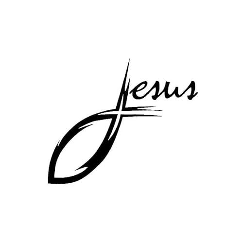 JIFENLI Autoaufkleber 13,4 CM * 11,3 CM JESUS KURSIVE KREUZ CHRISTLICHER FISCH VINYL AUFKLEBER AUTO AUFKLEBER Schwarz/Silber von JIFENLI